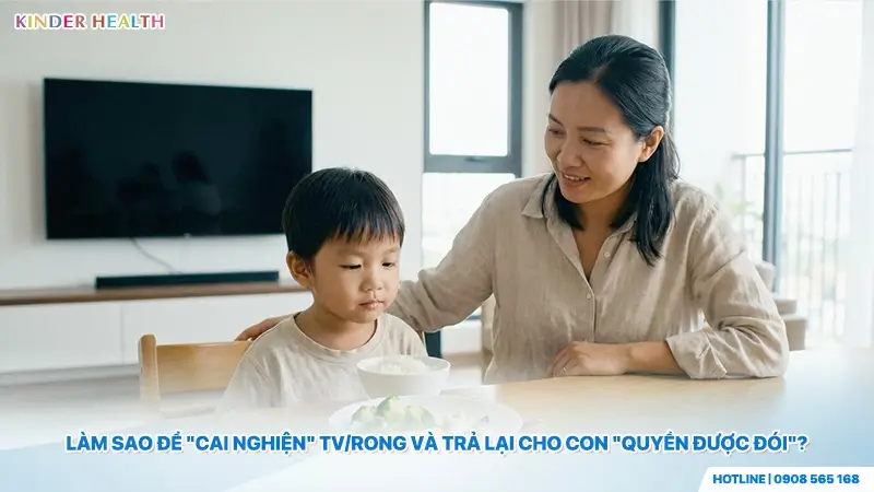 mẹ đồng hành cùng con vượt qua giai đoạn biếng ăn tâm lý, cai nghiện tivi