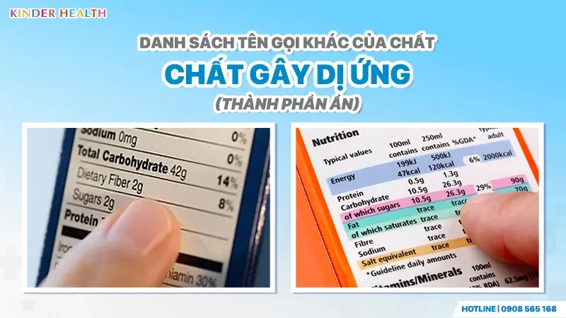 Cẩn thận kiểm tra bảng thành phần để tìm danh sách tên gọi khác của chất gây dị ứng ẩn.