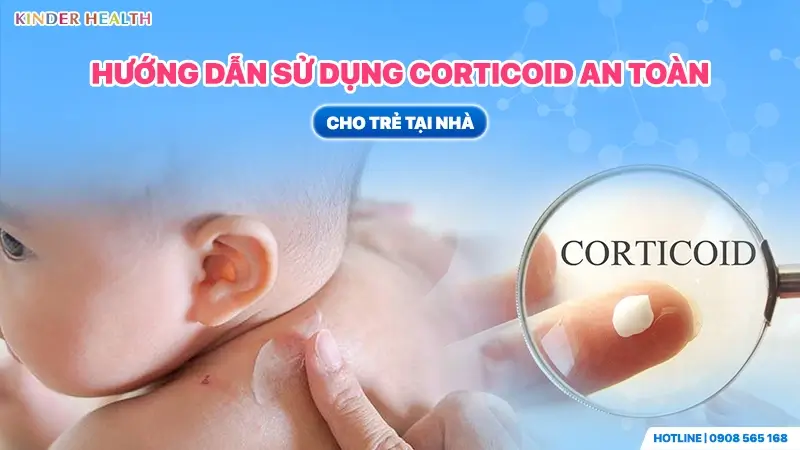 Hướng dẫn phụ huynh cách lấy lượng kem chứa corticoid vừa đủ để bôi lên vùng da bị tổn thương của trẻ