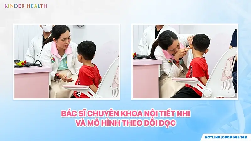 Kinderhealth áp dụng mô hình theo dõi dọc, nơi bác sĩ chuyên khoa nội tiết nhi sẽ đồng hành xuyên suốt cùng quá trình khôn lớn của con, giúp theo dõi sát sao hồ sơ sức khỏe và can thiệp kịp thời mọi bất thường tuổi dậy thì.