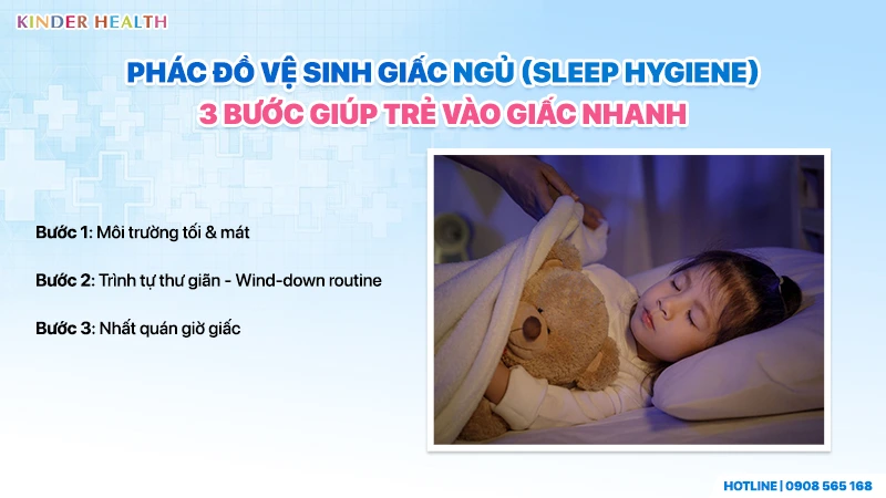 Giấc Ngủ Vàng Cho Bé: Bí Quyết Tối Ưu Hormone Tăng Trưởng Và Phát Triển Chiều Cao 3 Bé gái ngủ say nhờ áp dụng 3 bước vệ sinh giấc ngủ gồm môi trường tối, thư giãn và đúng giờ.