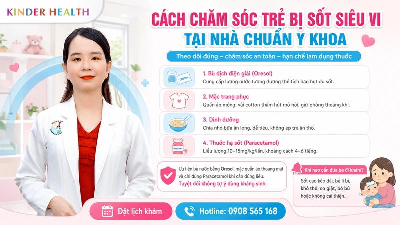 Cách chăm sóc trẻ bị sốt siêu vi tại nhà chuẩn y khoa theo phác đồ KinderHealth
