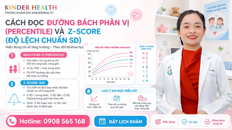 Cách đọc đường bách phân vị (Percentile) và Z-score (Độ lệch chuẩn SD)