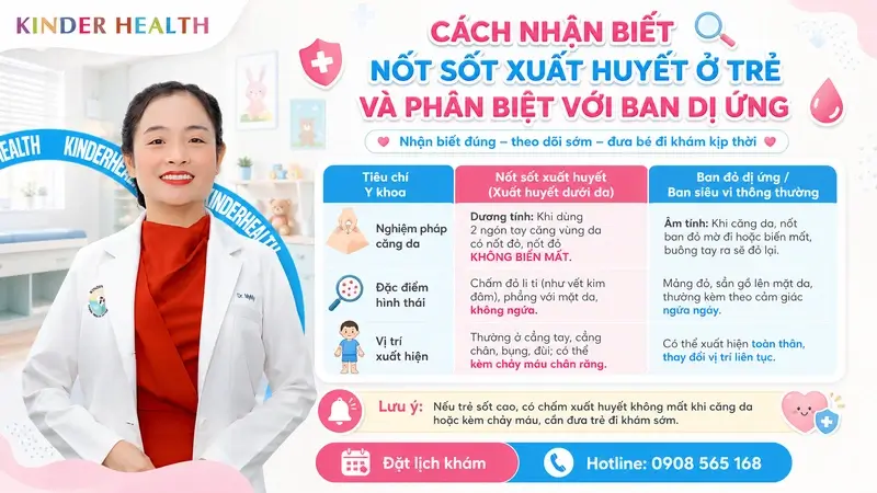 Cách phân biệt nốt sốt xuất huyết với ban dị ứng ở trẻ
