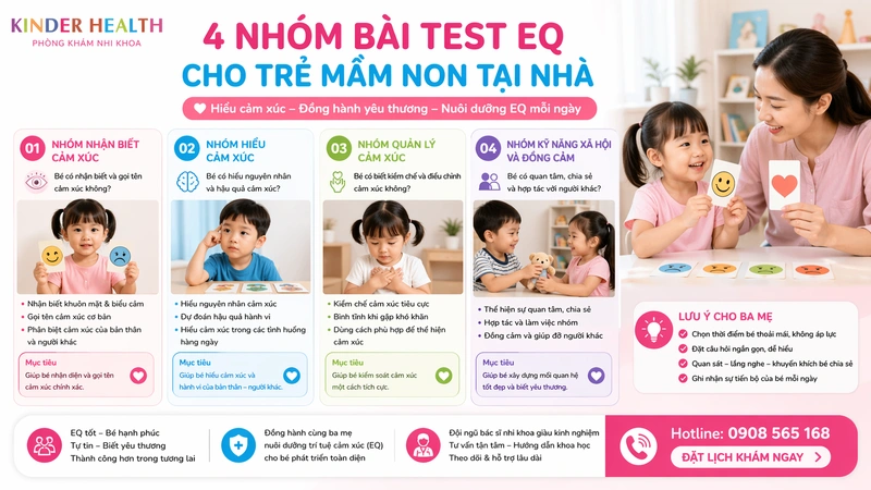 Nhóm Bài Test EQ Cho Trẻ Mầm Non Tại Nhà & Thang Đo Chuẩn Y Khoa