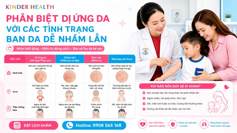 phân biệt dị ứng da với chàm sữa, rôm sảy và phát ban do virus