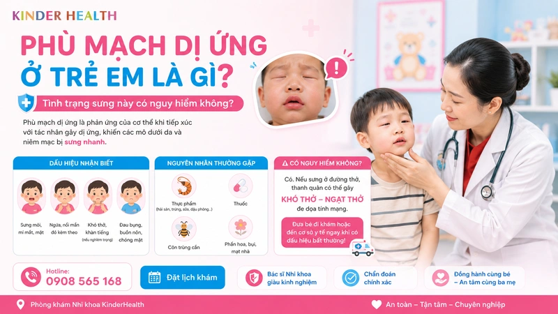 Bác sĩ KinderHealth khám phù mạch dị ứng cho trẻ em và hướng dẫn phụ huynh nhận biết tình trạng sưng nguy hiểm