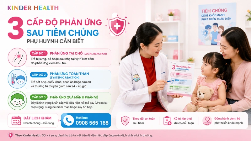 3 cấp độ phản ứng sau tiêm chủng phụ huynh cần biết