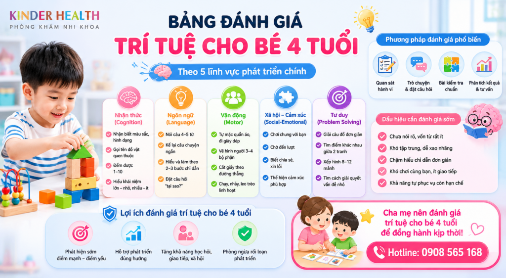 bảng đánh giá trí tuệ cho bé 4 tuổi