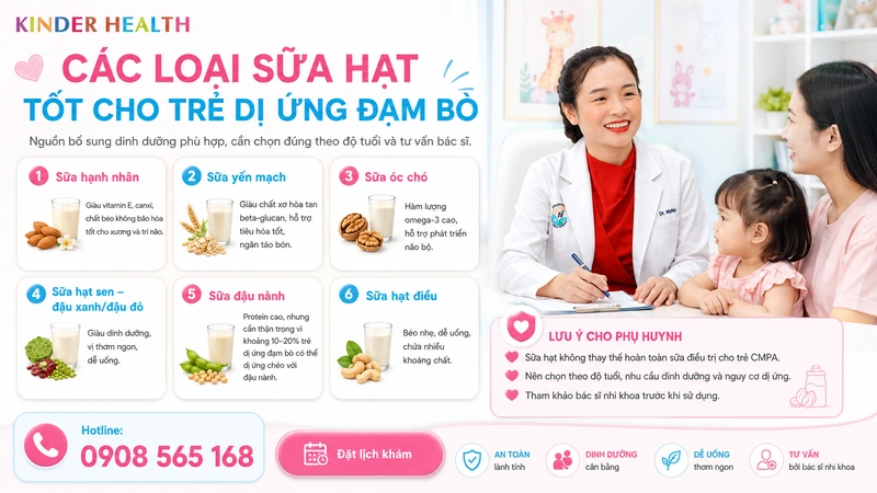 Các loại sữa hạt tốt cho trẻ dị ứng đạm bò