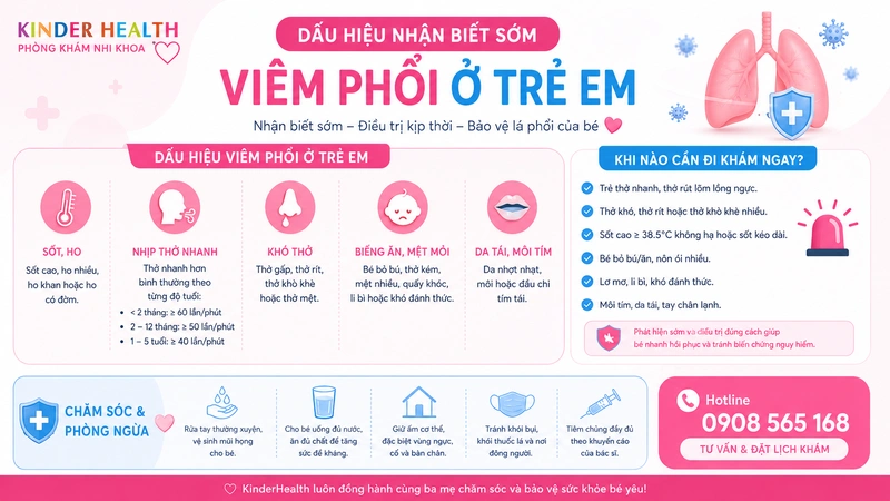 Đâu là dấu hiệu viêm phổi ở trẻ em phụ huynh cần nhận biết sớm?