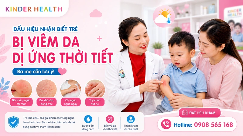 Dấu hiệu nhận biết trẻ bị viêm da dị ứng thời tiết là gì?