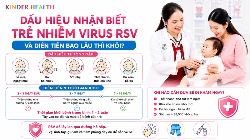 Dấu hiệu nhận biết trẻ nhiễm virus RSV và diễn tiến bao lâu thì khỏi?