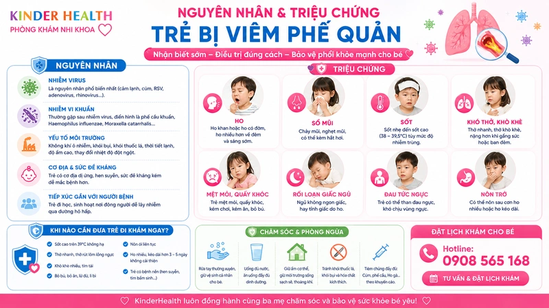 Nguyên nhân và Triệu chứng Trẻ bị viêm phế quản