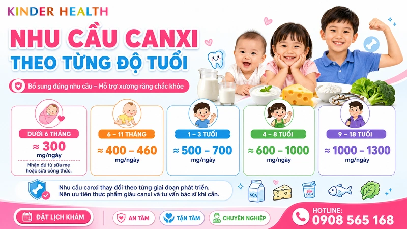Bổ Sung Canxi Cho Trẻ Như Thế Nào? Phác Đồ Tối Ưu Chiều Cao Và Mật Độ Xương Chuẩn Y Khoa 2 Nhu cầu canxi theo độ tuổi và bảng liều lượng tiêu chuẩn (WHO/AAP)