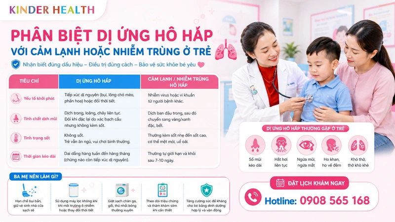 Làm sao phân biệt dị ứng hô hấp với cảm lạnh hoặc nhiễm trùng ở trẻ?