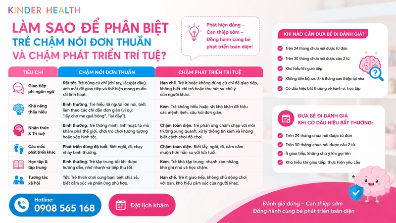 phân biệt trẻ chậm nói đơn thuần và chậm phát triển trí tuệ
