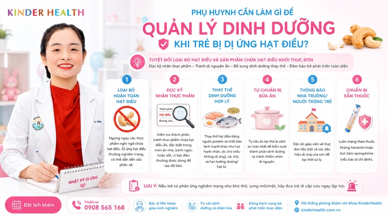 Phụ huynh cần làm gì để quản lý dinh dưỡng khi trẻ bị dị ứng hạt điều?