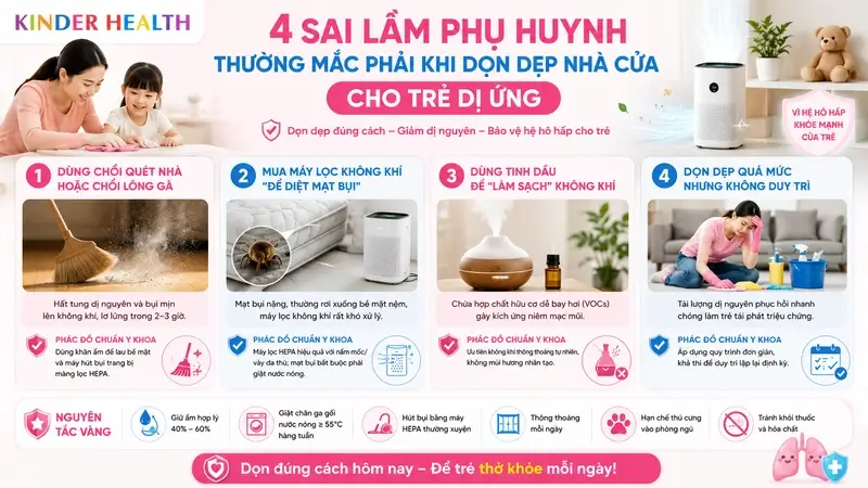 sai lầm phụ huynh thường mắc phải khi dọn dẹp nhà cửa cho trẻ dị ứng
