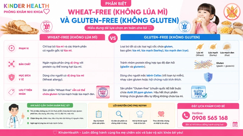Sự khác biệt giữa Wheat-free và Gluten-free