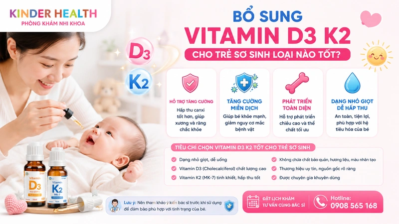 Bổ Sung Vitamin D3 K2 Cho Trẻ Sơ Sinh Loại Nào Tốt? Tiêu Chí Chọn Lựa Tinh Khiết Và An Toàn Y Khoa