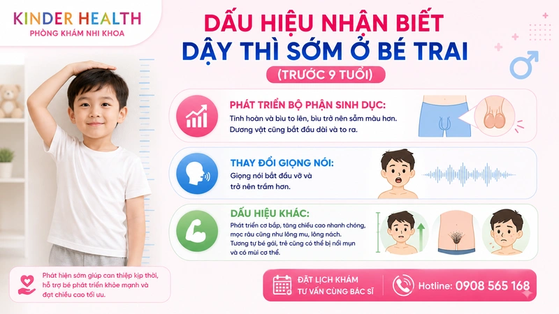 Dấu hiệu nhận biết dậy thì sớm ở bé trai