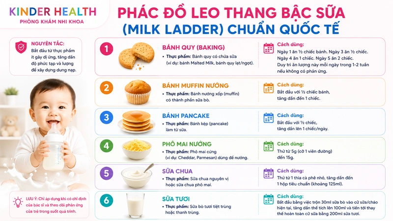Phác đồ leo thang bậc sữa (Milk Ladder) chuẩn quốc tế