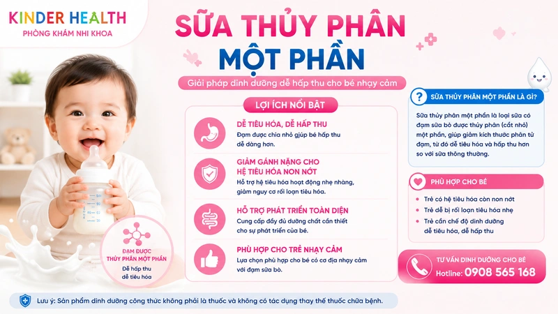 Sữa thủy phân một phần cho bé: Khi nào nên dùng và cách chọn đúng chuẩn y khoa